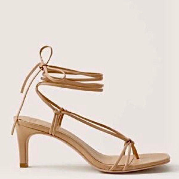 Abercrombie & Fitch Shoes - Abercrombie & Fitch Strappy Nude Kitten Heel Sandals